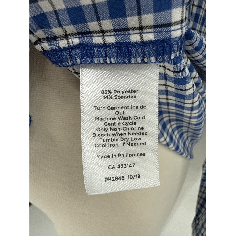 T by Talbots Womens Blue Plaid Lightweight Zip Windbreaker Size Medium Coastal - Picture 7 of 10